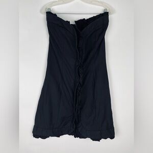 Luella Bartley Black Strapless Ruffle Cocktail Dress